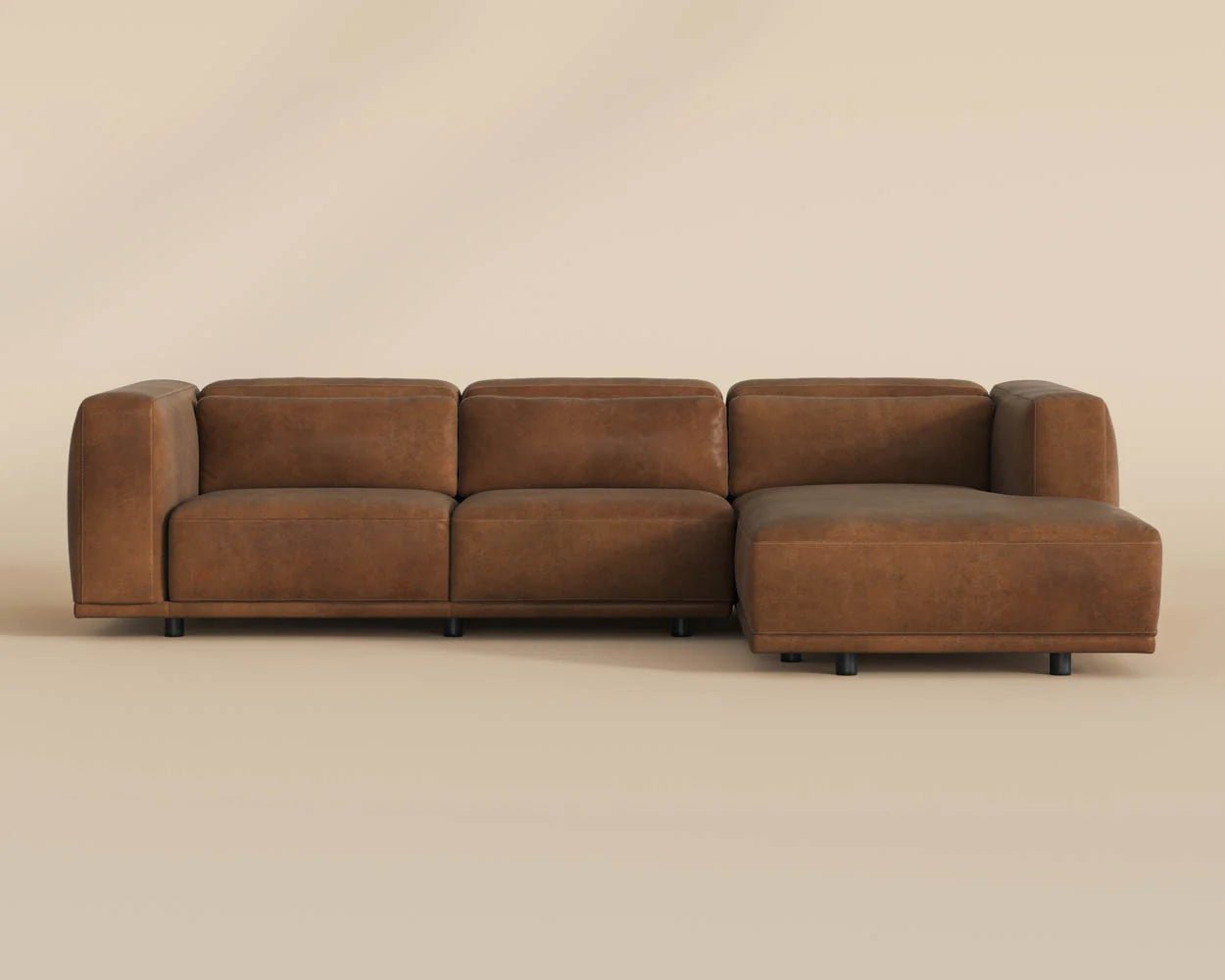 Beau Sofa Chaise - Raf - Lucia Tobacco Leather - Central Designs