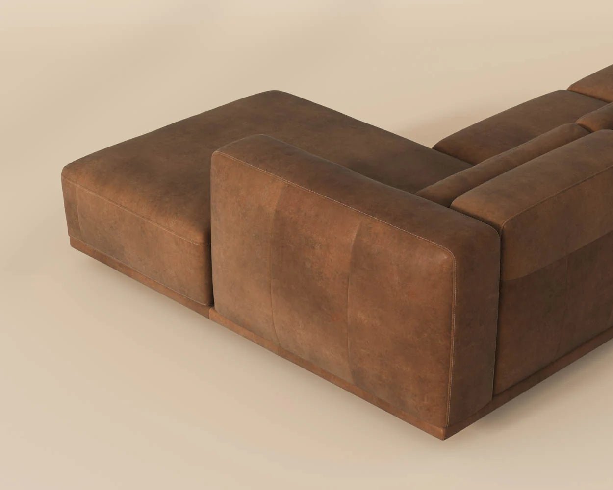 Beau Sofa Chaise - Raf - Lucia Tobacco Leather - Central Designs