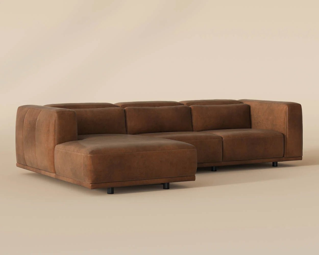 Beau Sofa Chaise - Laf - Lucia Tobacco Leather - Central Designs