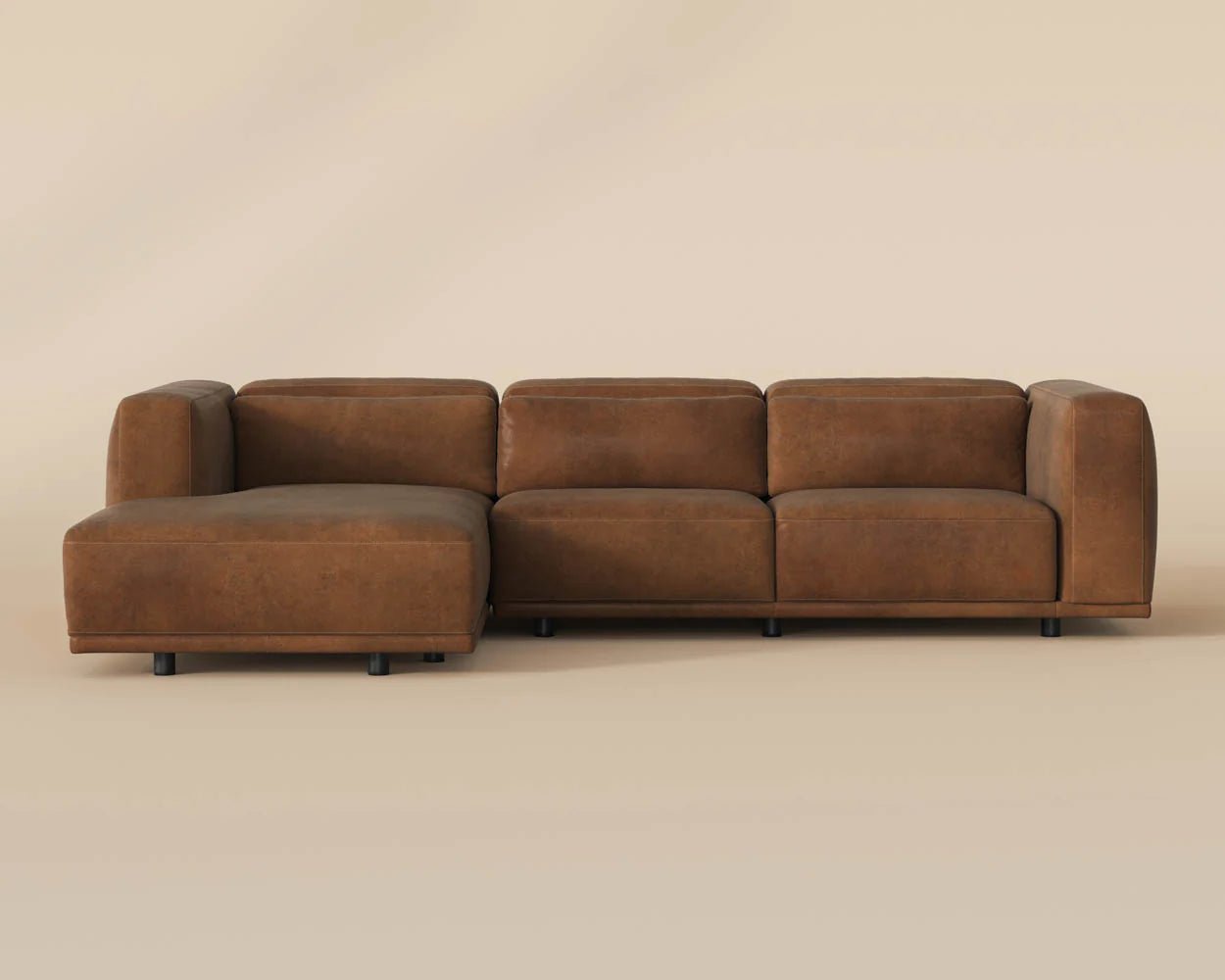 Beau Sofa Chaise - Laf - Lucia Tobacco Leather - Central Designs