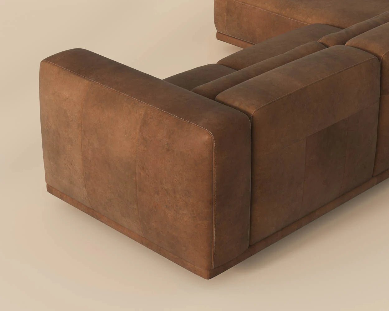 Beau Sofa Chaise - Laf - Lucia Tobacco Leather - Central Designs