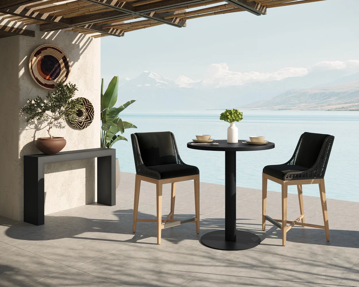 Merano Bar Table - Round - Black - Central Designs