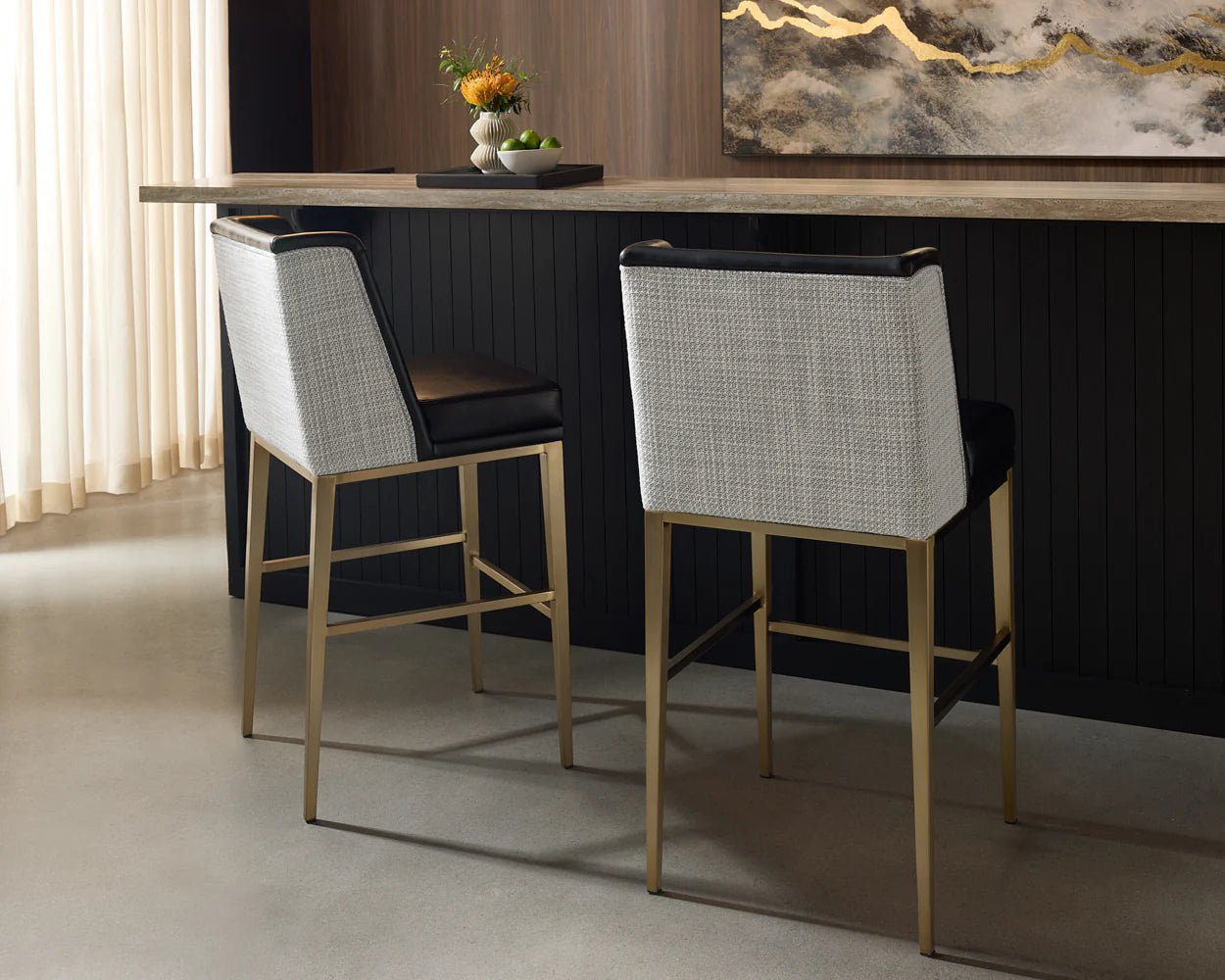 Joplin Bar Stool - Cantina Black / Vera White Pepper - Central Designs