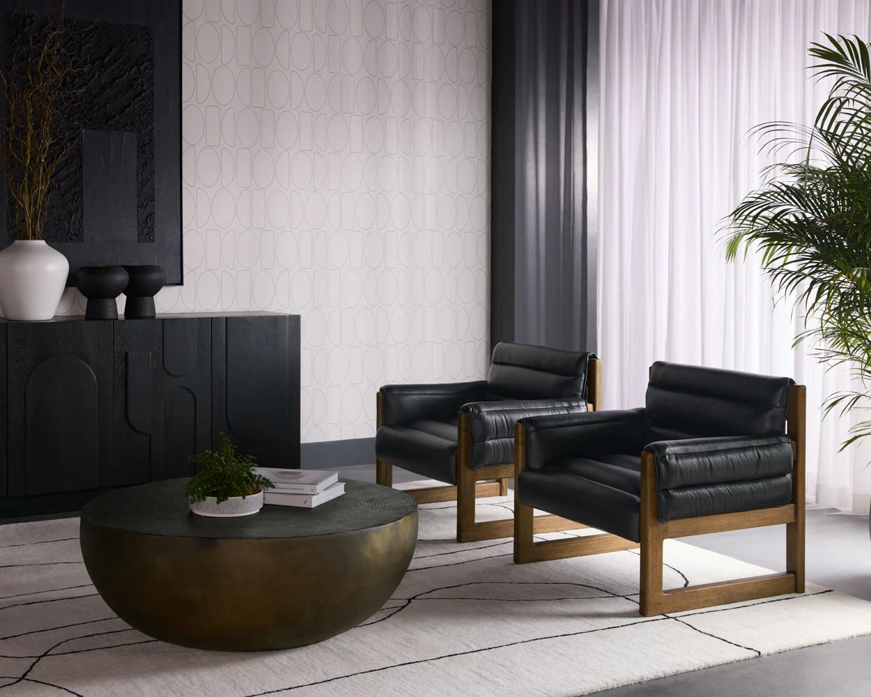Ferguson Lounge Chair - Vintage Black Night Leather - Central Designs