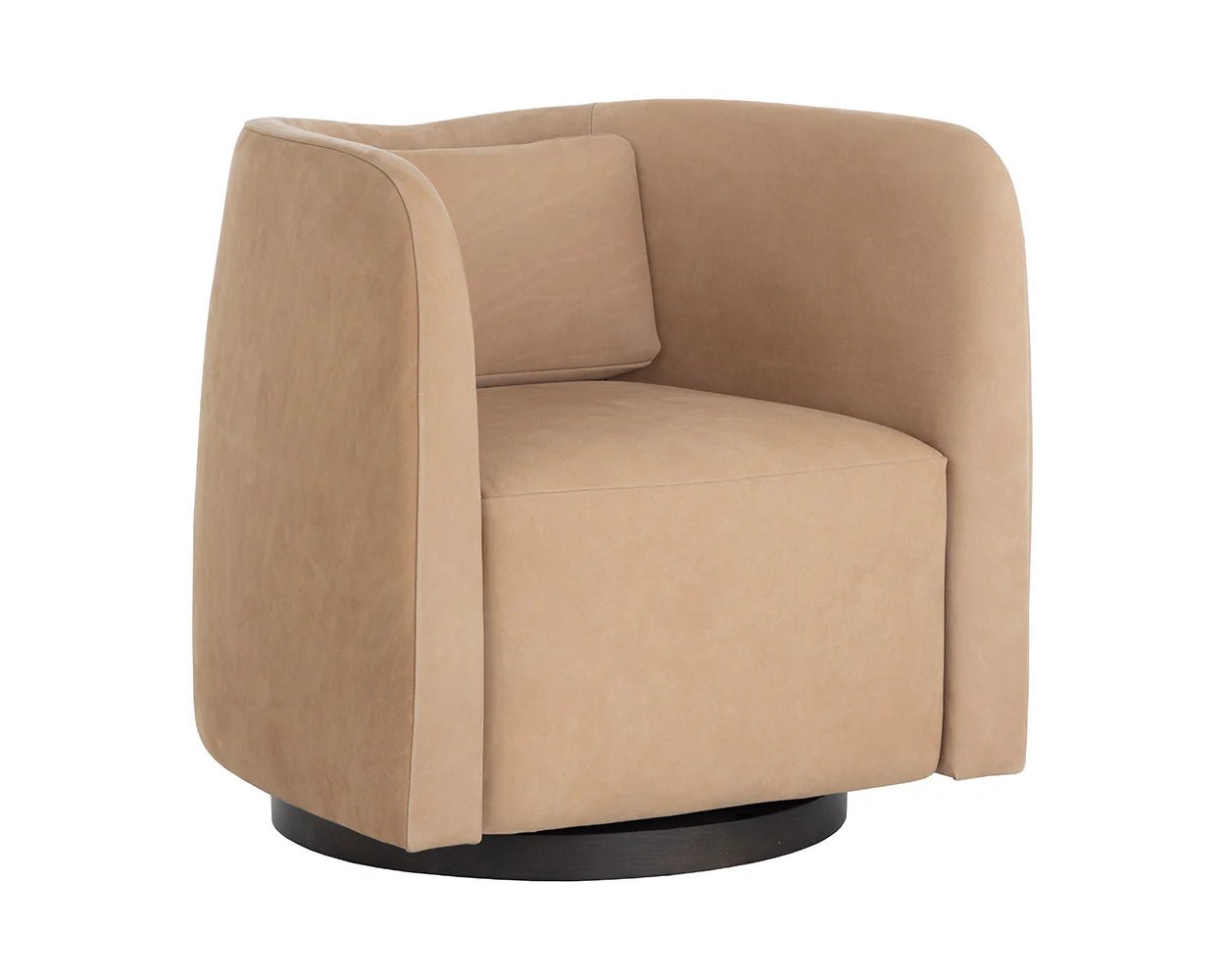 Emilie Swivel Lounge Chair - Nubuck Tan Leather - Central Designs