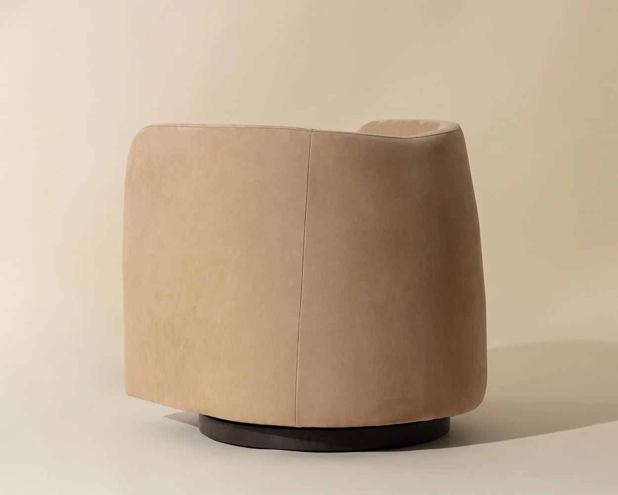 Emilie Swivel Lounge Chair - Nubuck Tan Leather - Central Designs