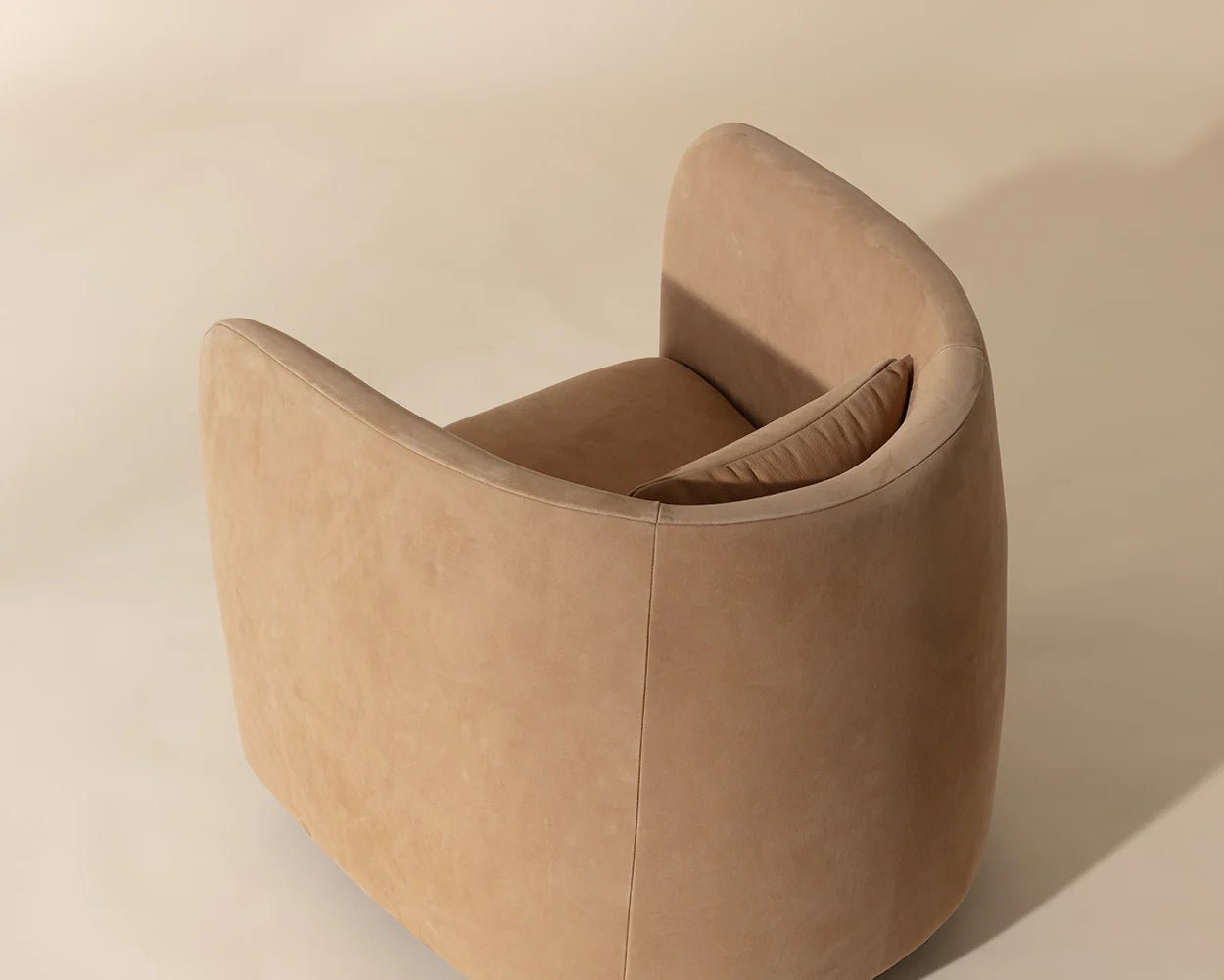 Emilie Swivel Lounge Chair - Nubuck Tan Leather - Central Designs