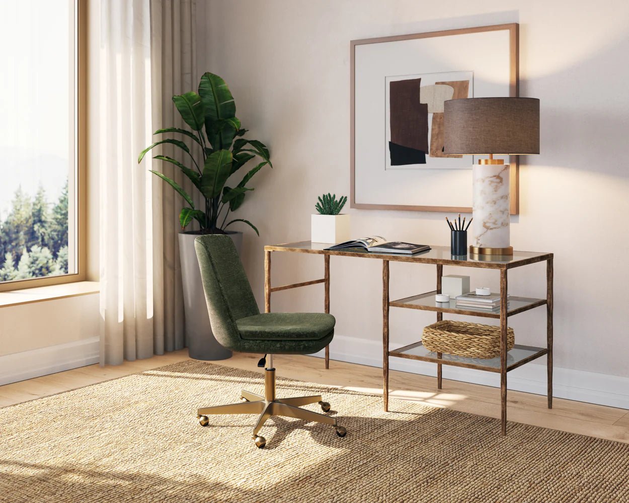 Berget Office Chair - Bergen Olive - Central Designs