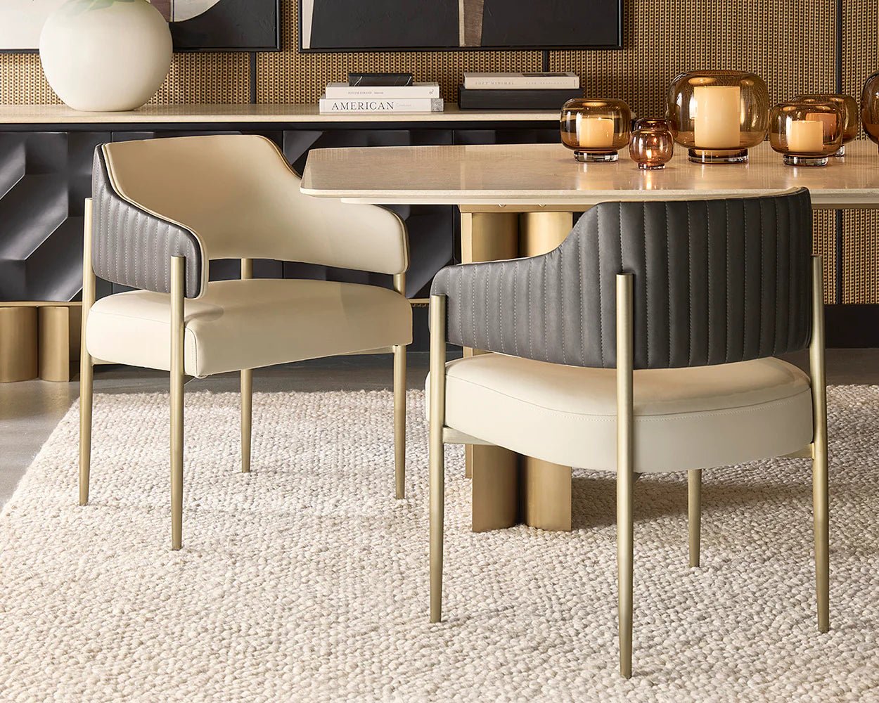 Tova Dining Armchair - Dillon Cream / Bravo Ash - Central Designs