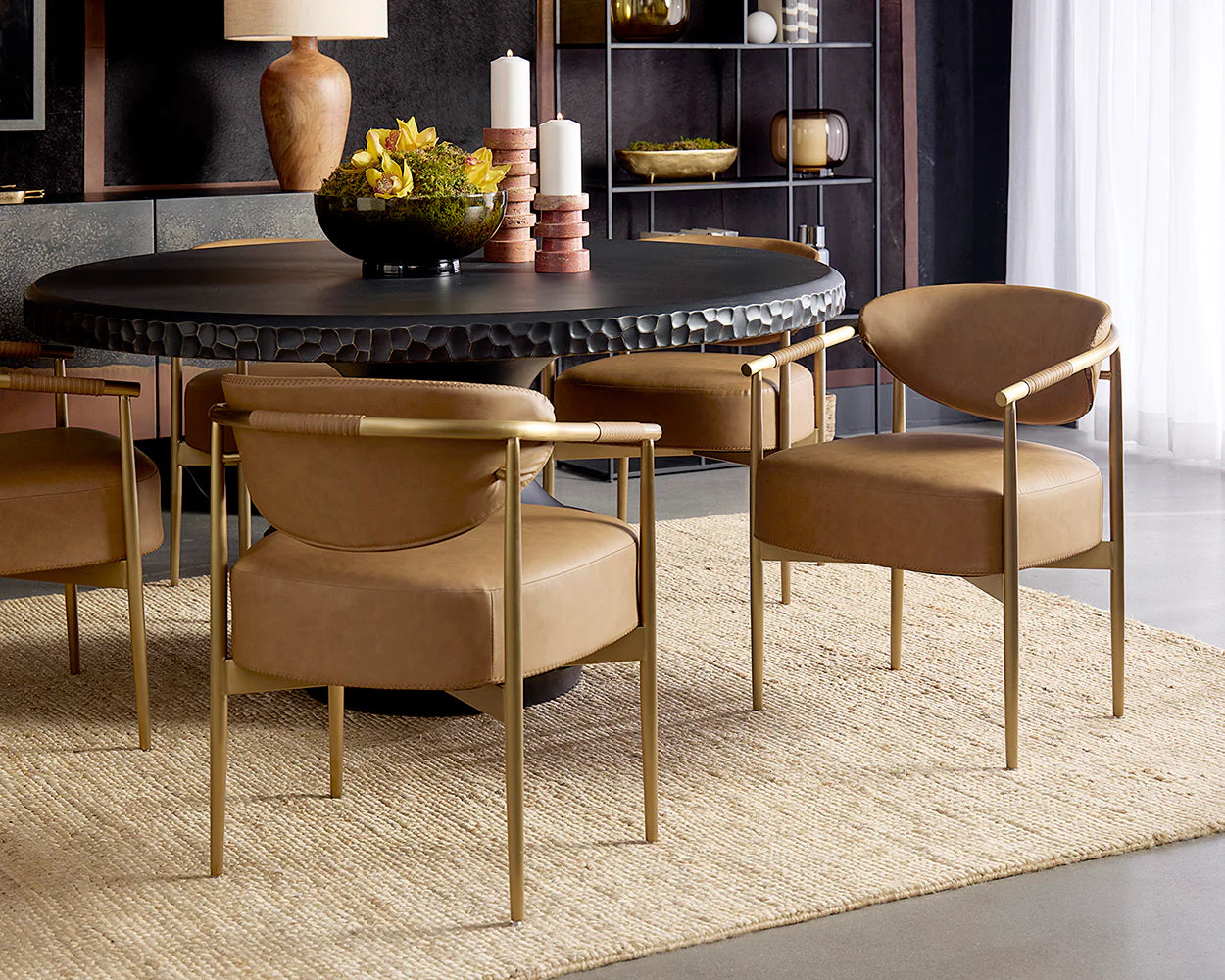 Heloise Dining Armchair - Milliken Cognac