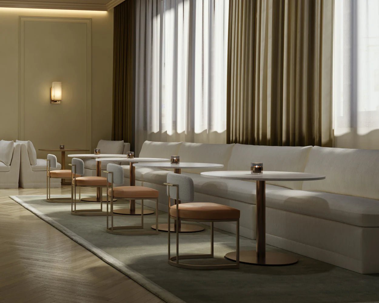 Larissa Dining Chair - Napa Cognac / Rhea Light Barley - Central Designs