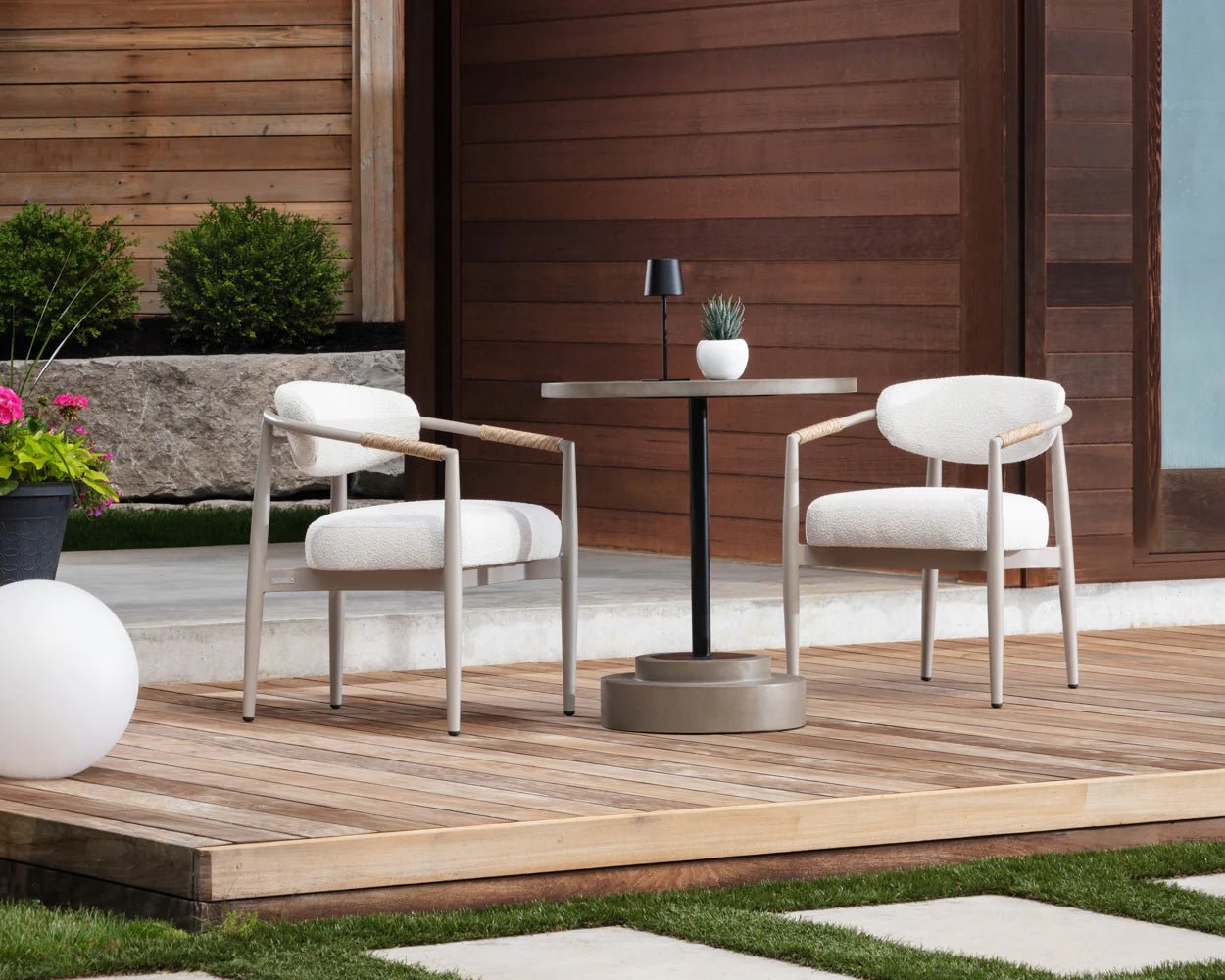 Marita Dining Armchair - Greige - Louis Cream - Central Designs