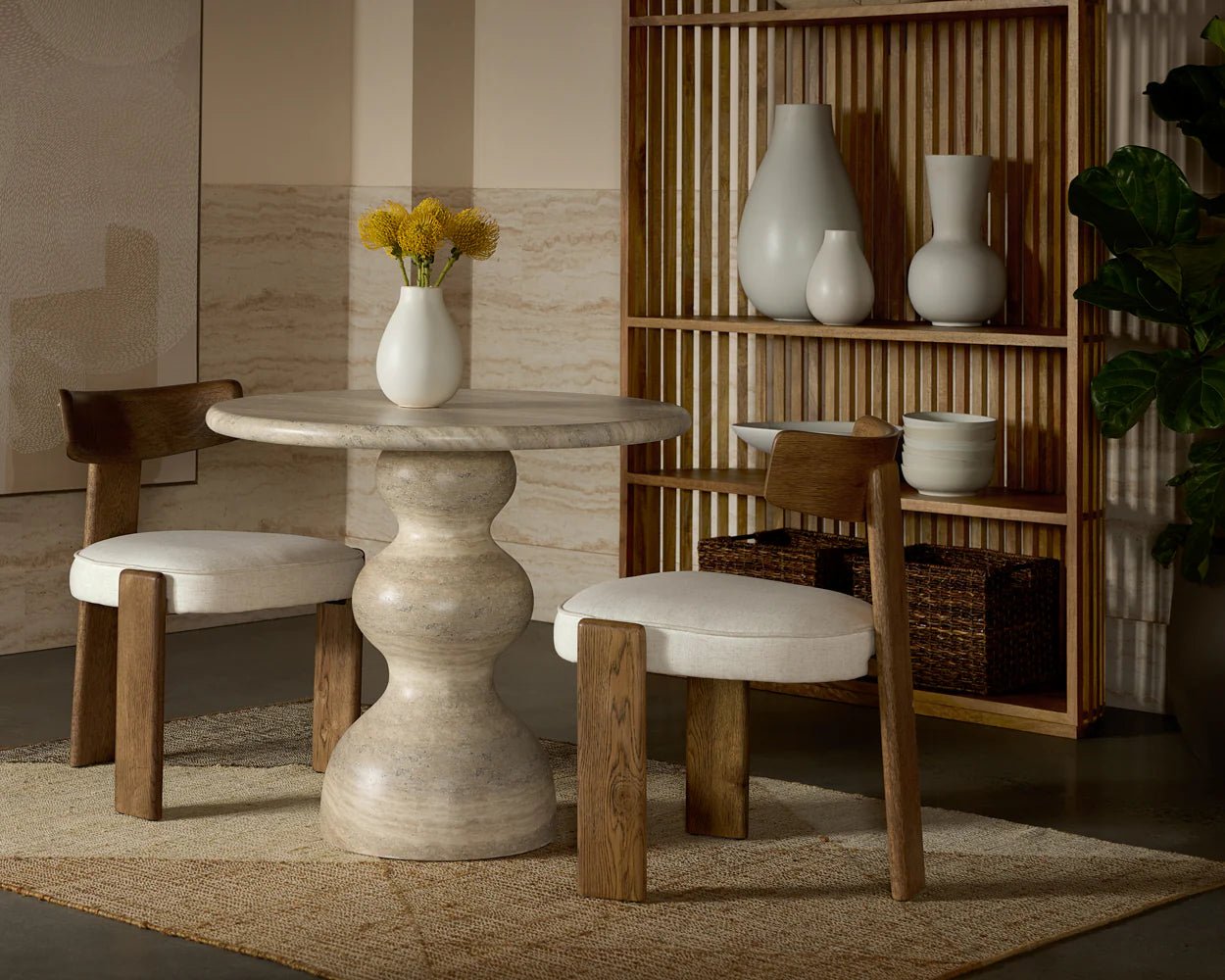 Horton Dining Chair - Warm Brown - Geralt Linen - Central Designs