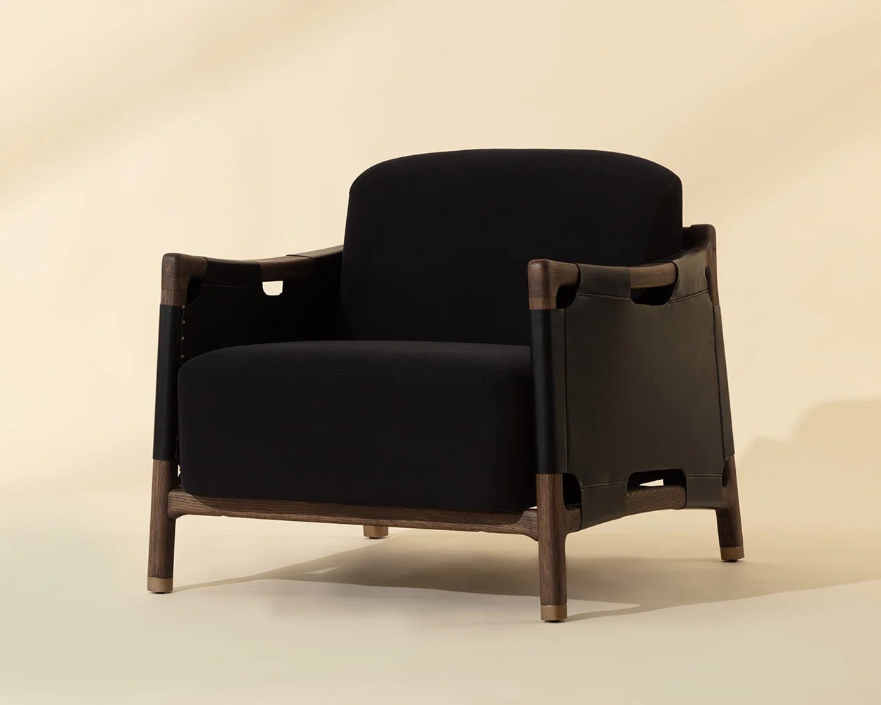Calloway Lounge Chair - Antique Brown - Abbington Black / Onyx Leather - Central Designs
