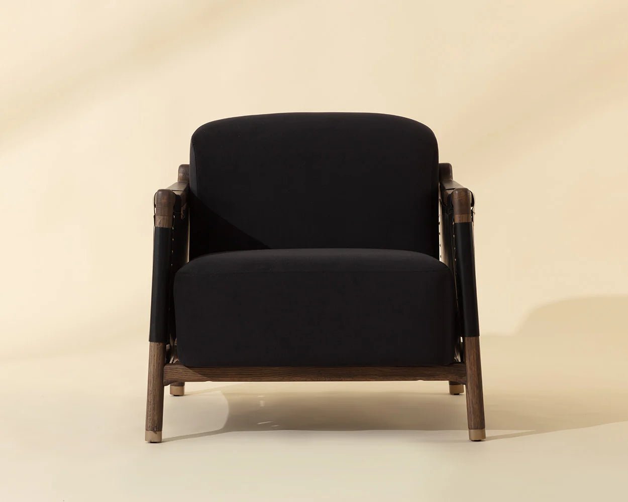 Calloway Lounge Chair - Antique Brown - Abbington Black / Onyx Leather - Central Designs