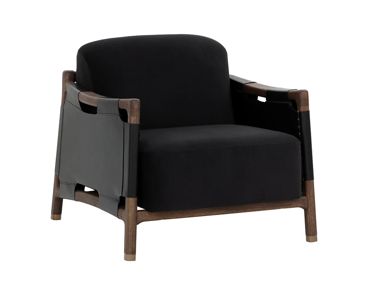 Calloway Lounge Chair - Antique Brown - Abbington Black / Onyx Leather - Central Designs