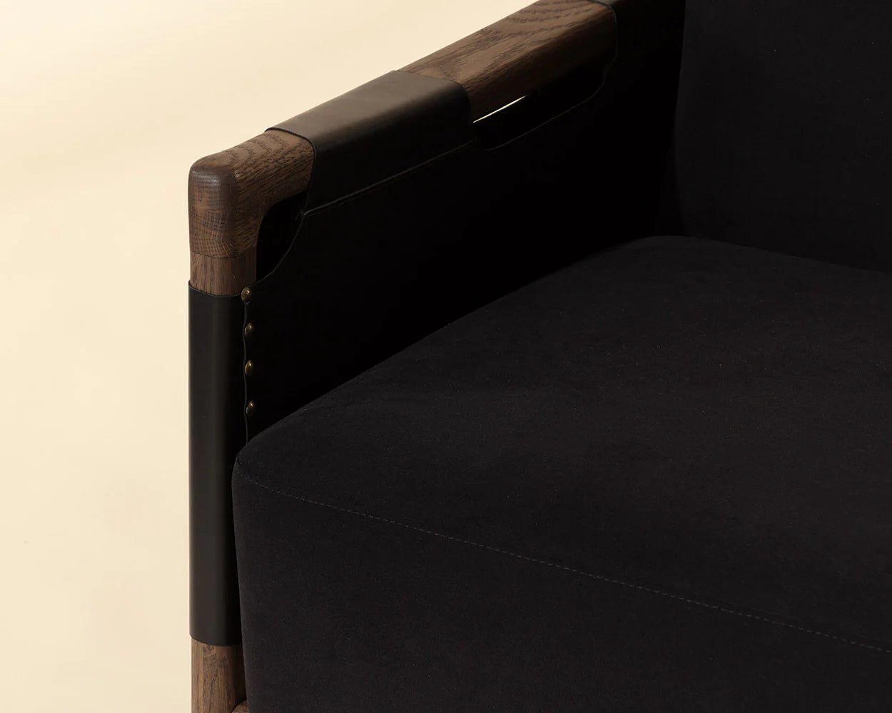 Calloway Lounge Chair - Antique Brown - Abbington Black / Onyx Leather - Central Designs