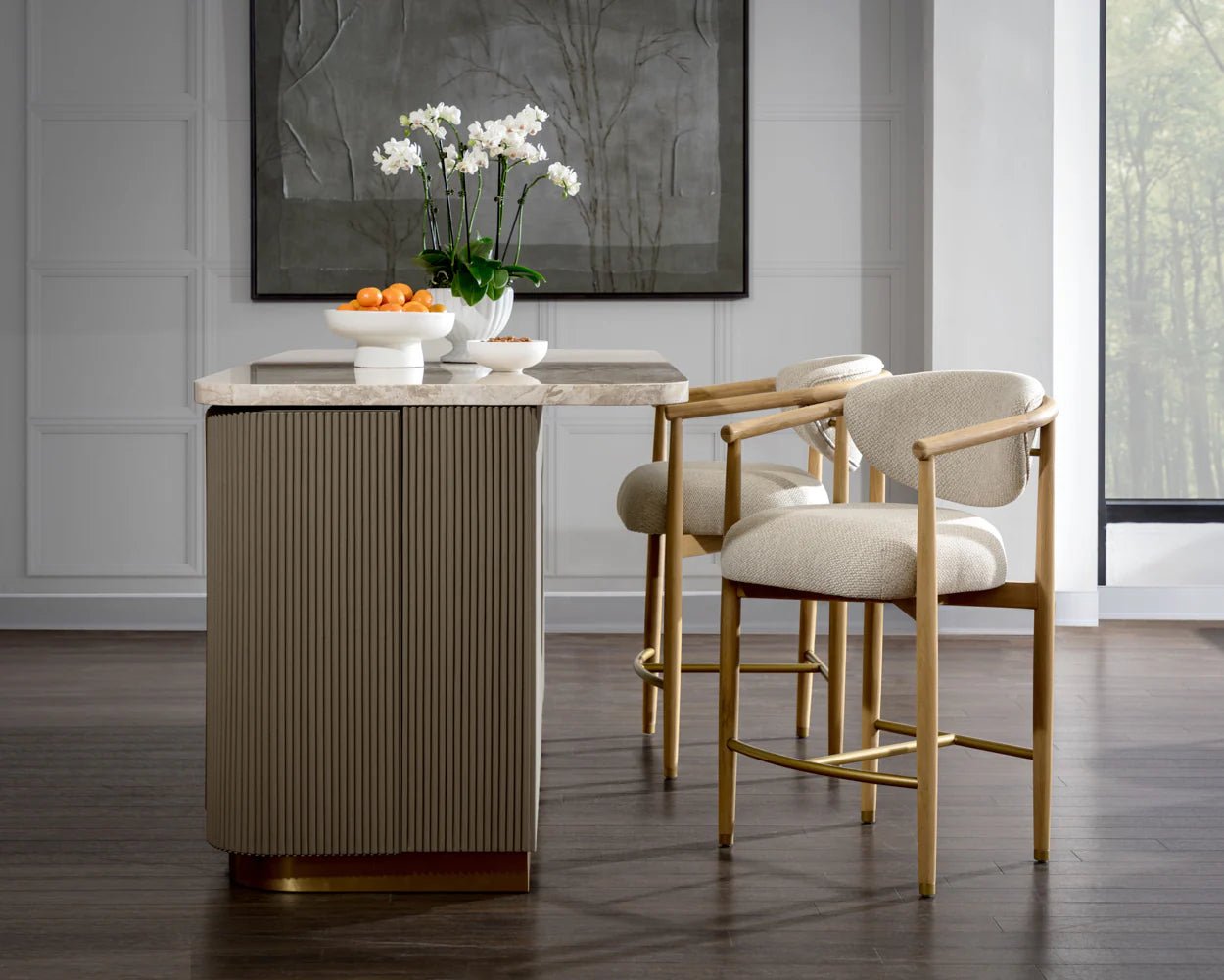 Sigrid Counter Stool - Light Oak - Monument Oatmeal - Central Designs