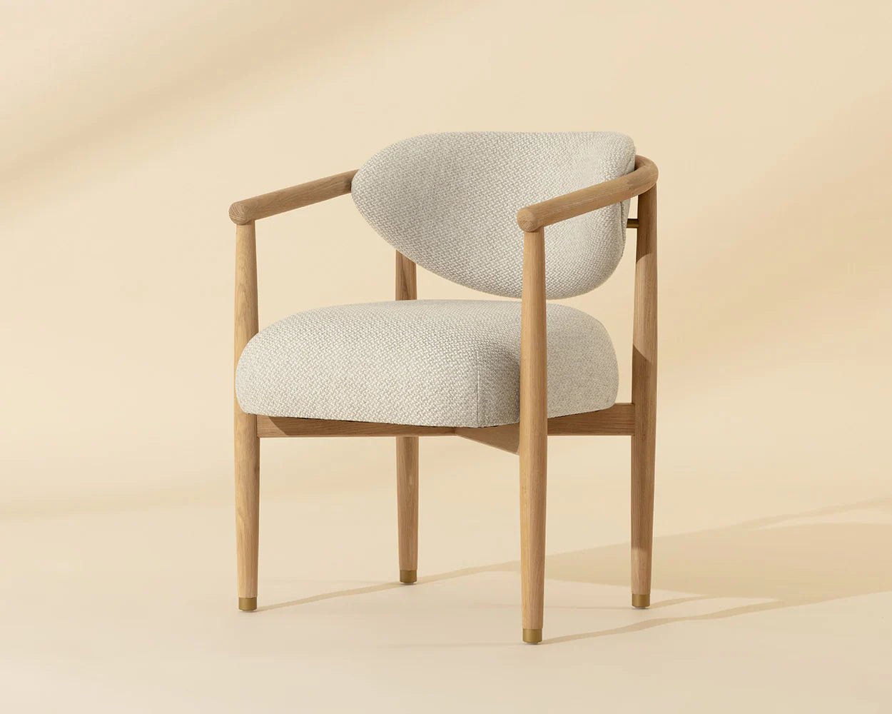 Sigrid Dining Armchair - Light Oak - Monument Oatmeal - Central Designs