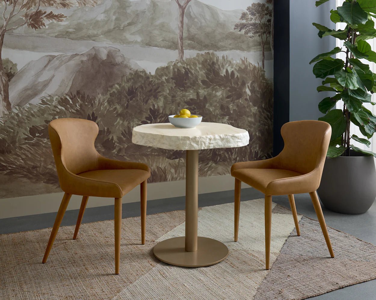 Evora Dining Chair - Milliken Cognac - Central Designs