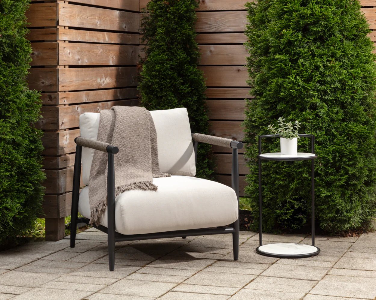 Muros Lounge Chair - Black - Palazzo Cream - Central Designs