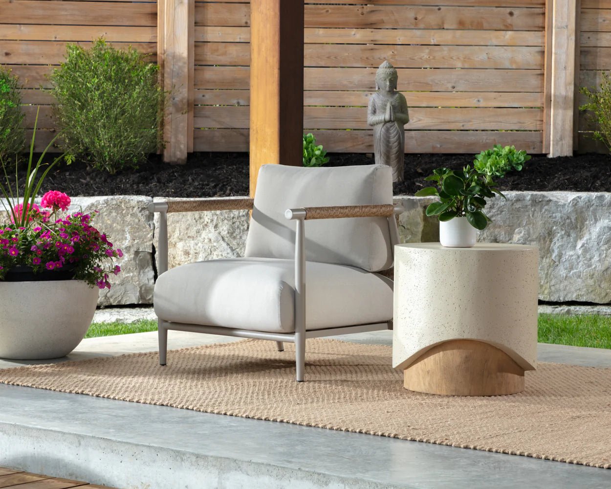 Muros Lounge Chair - Greige - Palazzo Cream - Central Designs