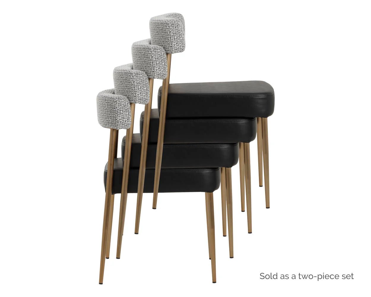 Ashwin Stackable Dining Chair - Bravo Black / Helios Check Black - Central Designs