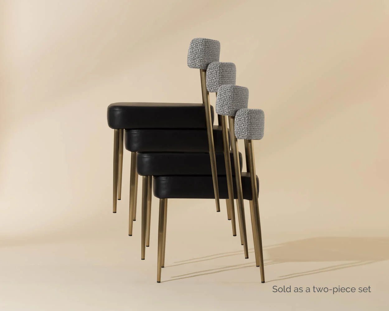 Ashwin Stackable Dining Chair - Bravo Black / Helios Check Black - Central Designs