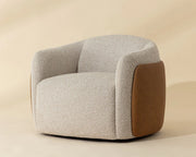Caris Swivel Lounge Chair - Santa Cruz Oatmeal / Milliken Cognac - Central Designs