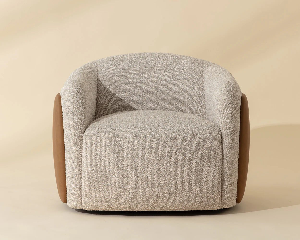 Caris Swivel Lounge Chair - Santa Cruz Oatmeal / Milliken Cognac - Central Designs