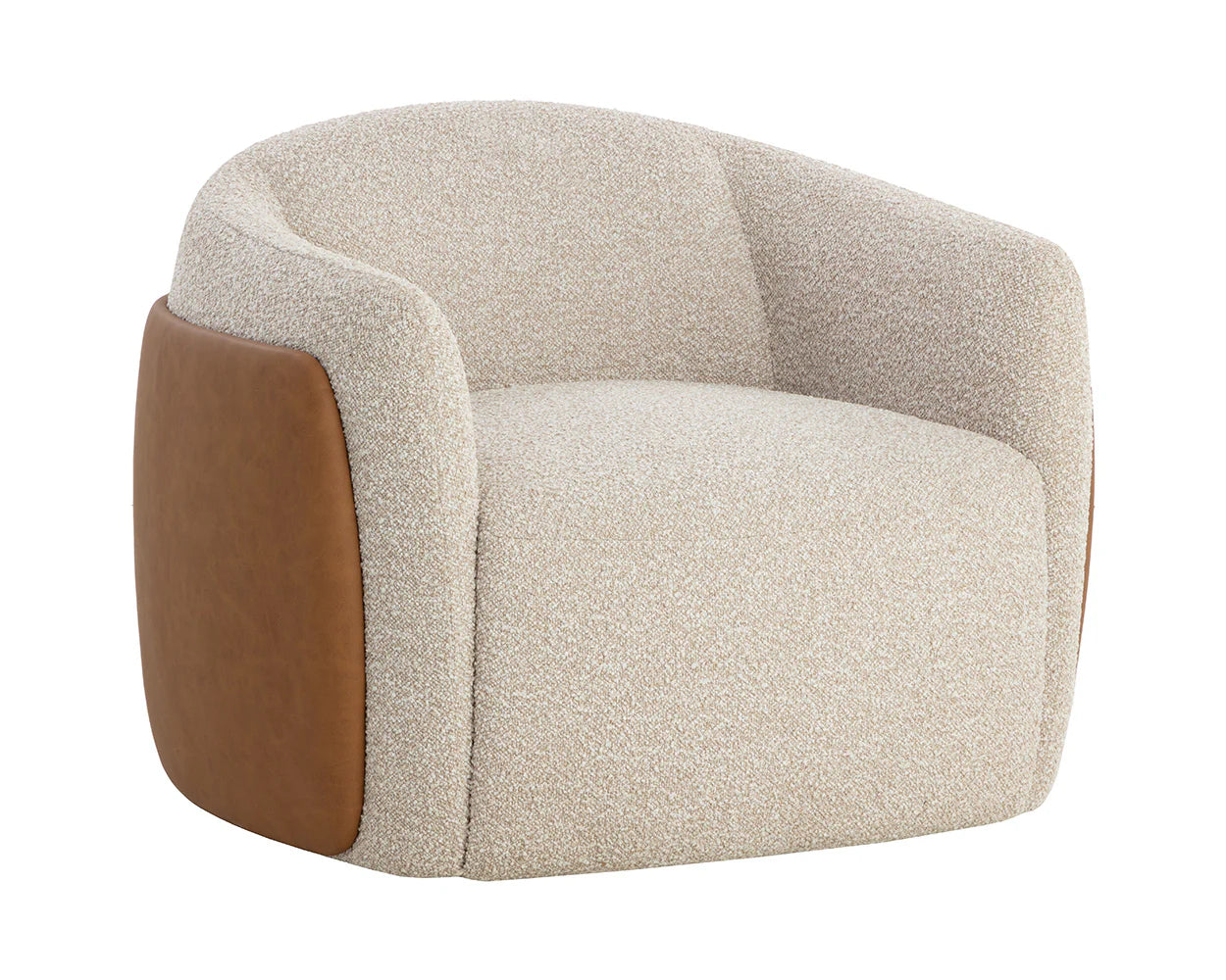 Caris Swivel Lounge Chair - Santa Cruz Oatmeal / Milliken Cognac