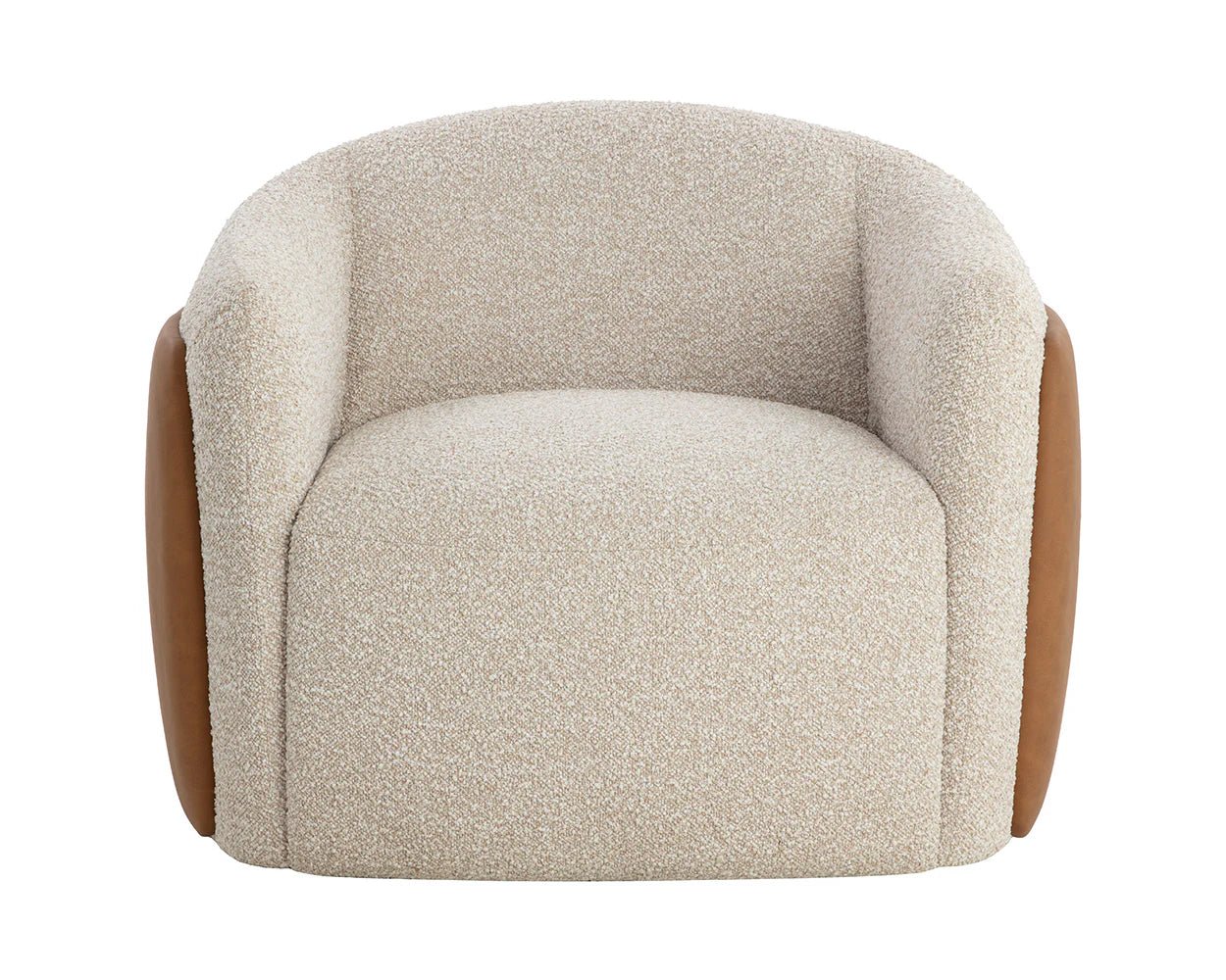Caris Swivel Lounge Chair - Santa Cruz Oatmeal / Milliken Cognac - Central Designs