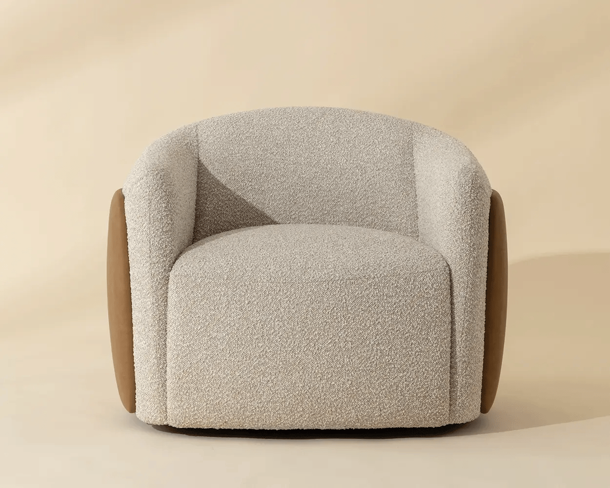 Caris Swivel Lounge Chair - Santa Cruz Oatmeal / Milliken Cognac - Central Designs