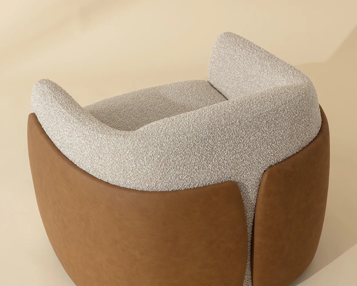 Caris Swivel Lounge Chair - Santa Cruz Oatmeal / Milliken Cognac - Central Designs