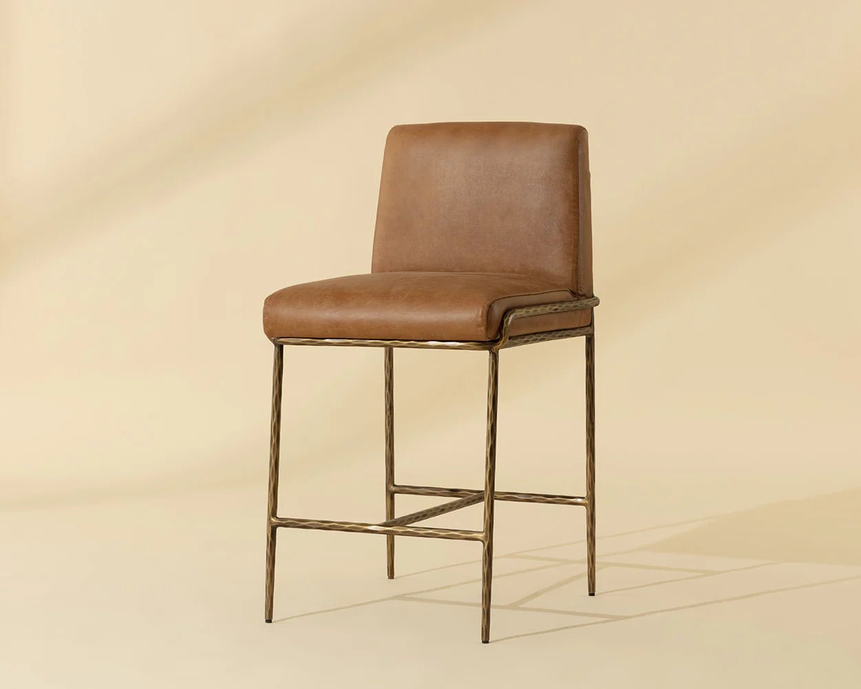 Lathan Counter Stool - Tan Leather - Central Designs