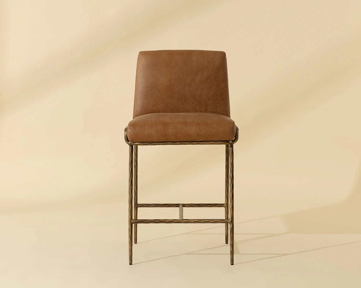 Lathan Counter Stool - Tan Leather - Central Designs