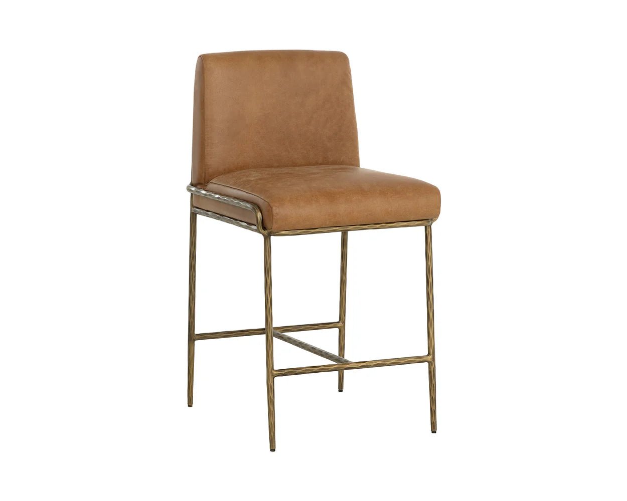 Lathan Counter Stool - Tan Leather - Central Designs