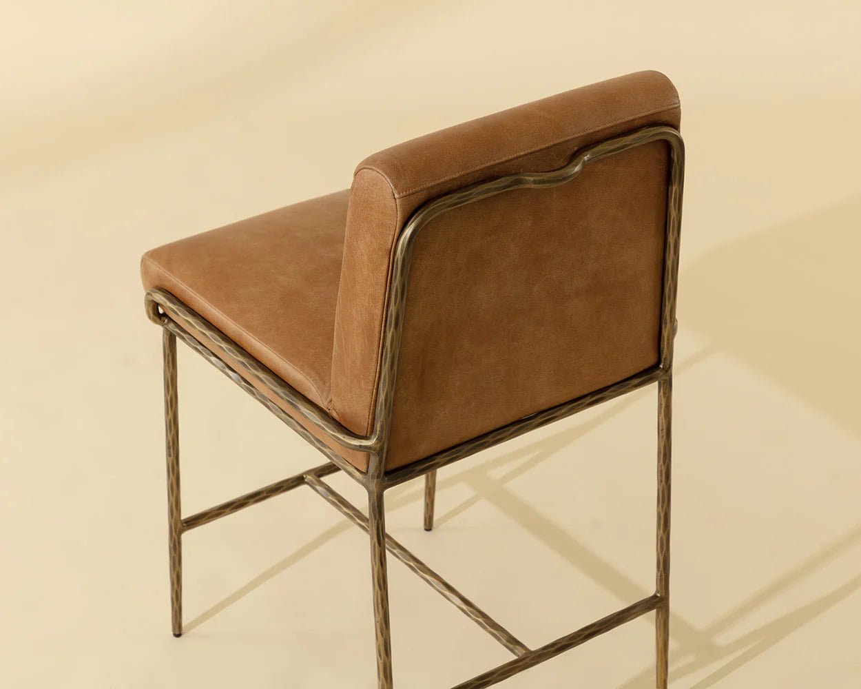 Lathan Counter Stool - Tan Leather - Central Designs