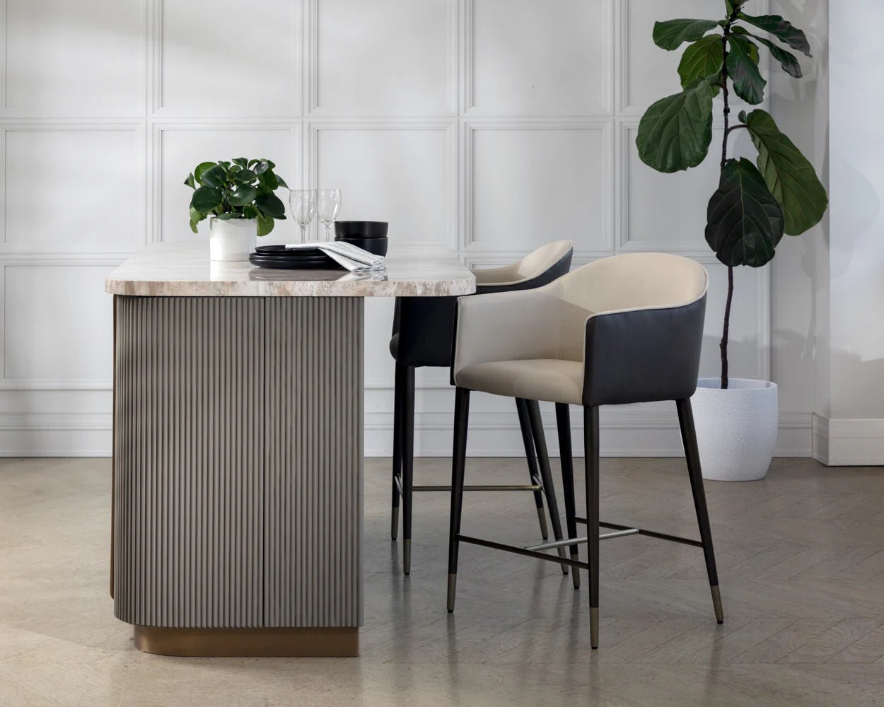 Kylin Counter Stool - Dillon Cream / Bravo Ash - Central Designs