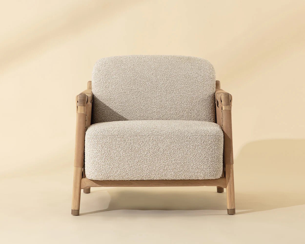 Calloway Lounge Chair - Light Oak - Santa Cruz Oatmeal / Nubuck Tan Leather - Central Designs