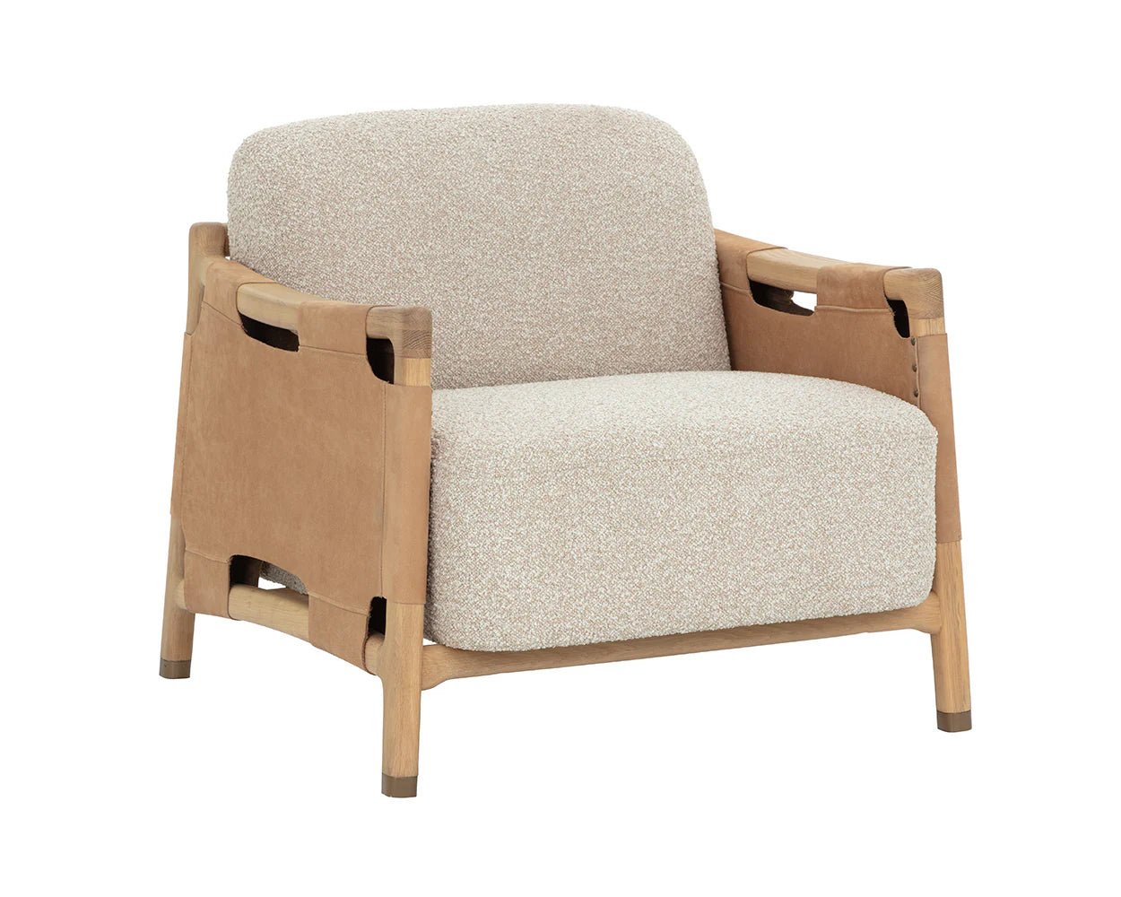 Calloway Lounge Chair - Light Oak - Santa Cruz Oatmeal / Nubuck Tan Leather - Central Designs