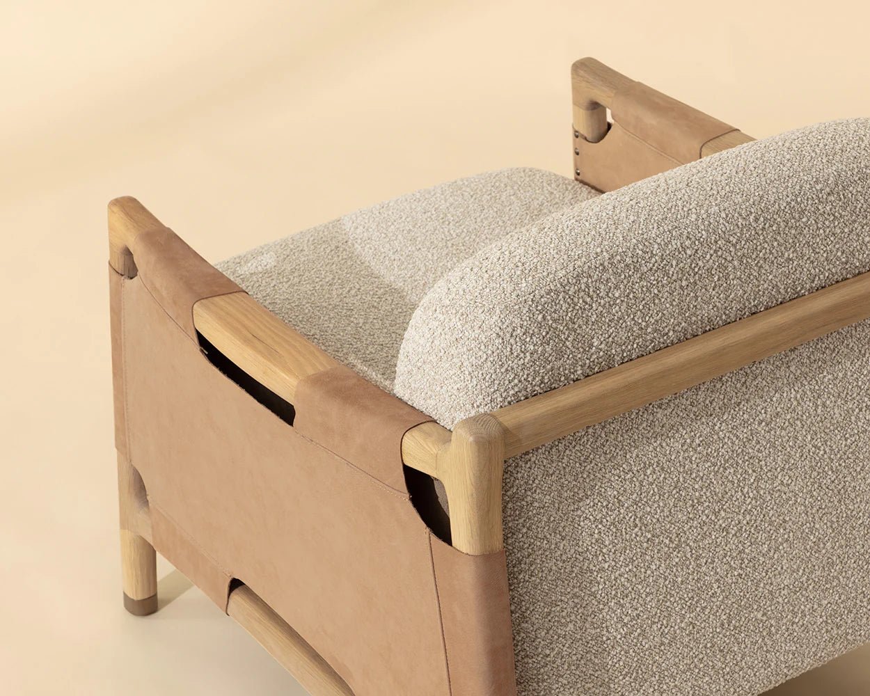 Calloway Lounge Chair - Light Oak - Santa Cruz Oatmeal / Nubuck Tan Leather - Central Designs