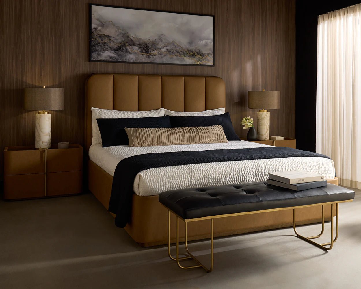Jamille Bed - King - Milliken Cognac - Central Designs