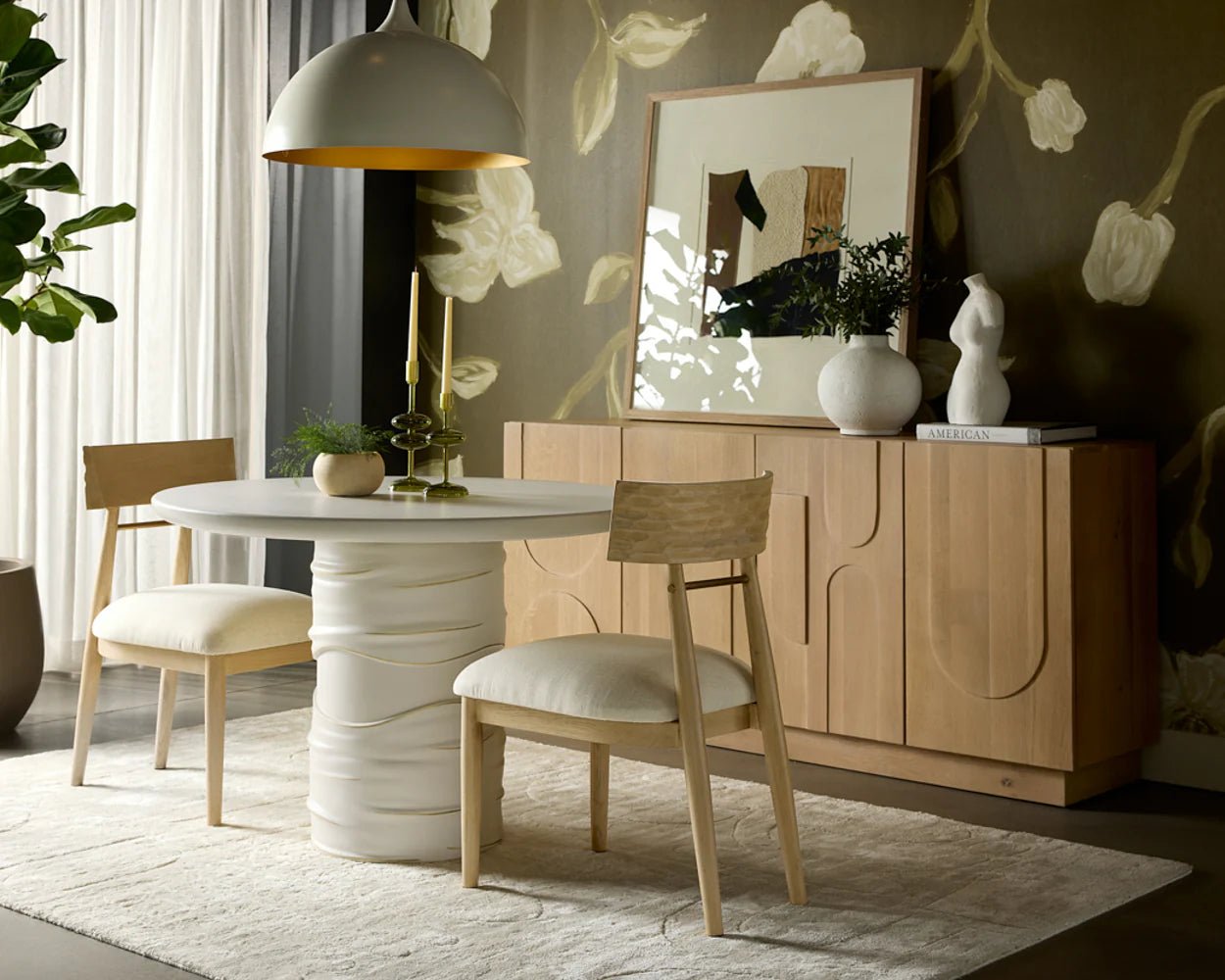 Florian Dining Chair - Light Oak - Geralt Linen - Central Designs