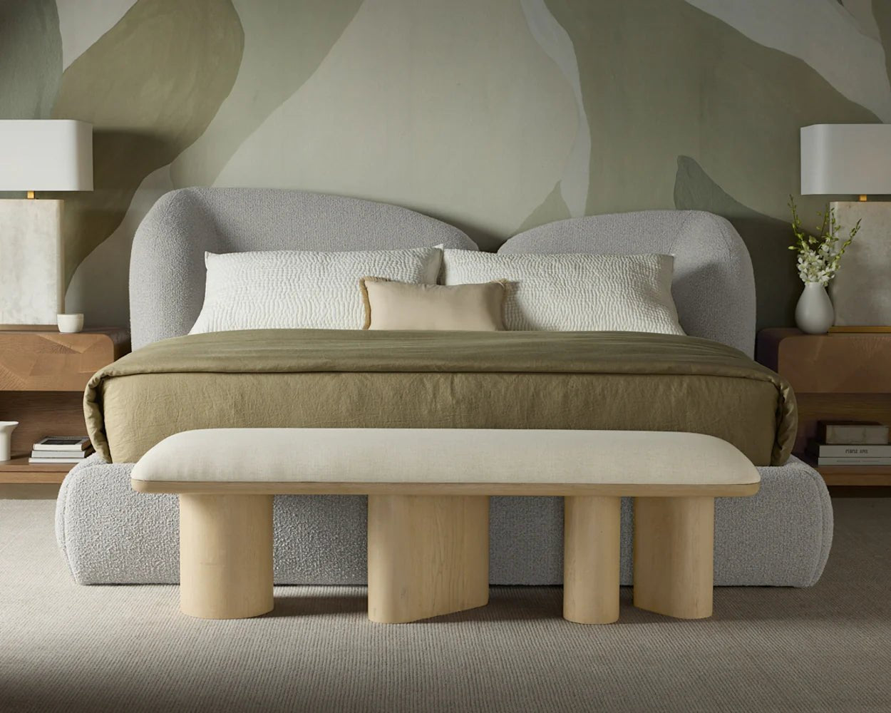 Hiro Bench - Light Oak - Geralt Linen - Central Designs