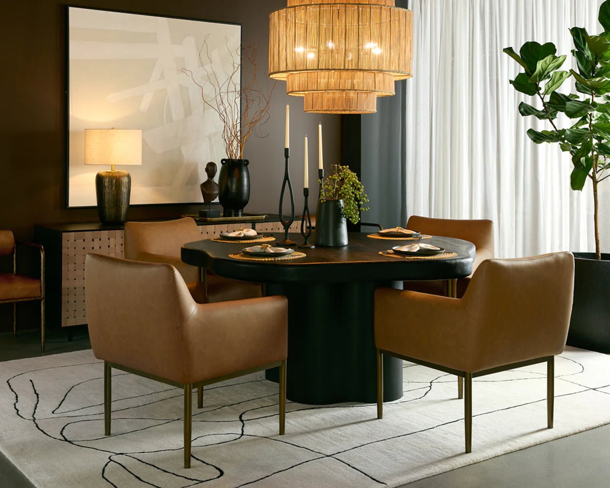 Bellona Dining Table - Charcoal Black - 68.5" - Central Designs