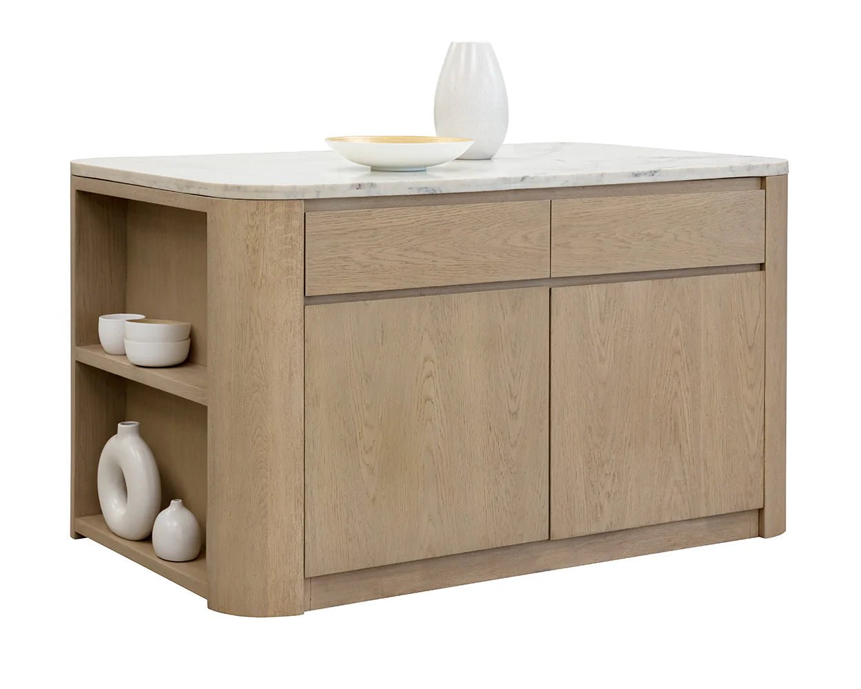 Romilly Kitchen Island - White Marble - 62" - Central Designs