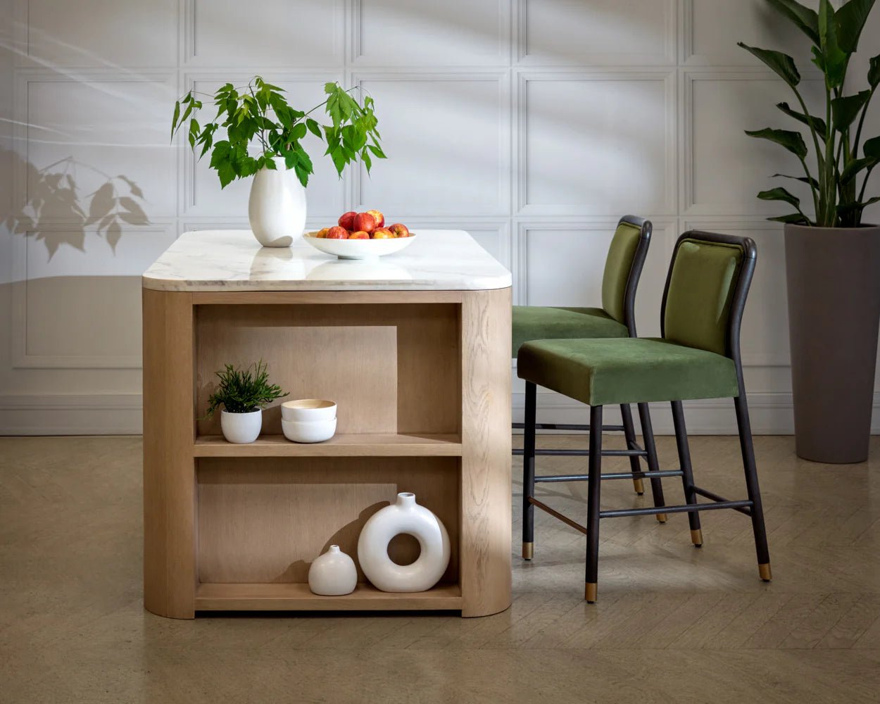 Romilly Kitchen Island - White Marble - 62" - Central Designs