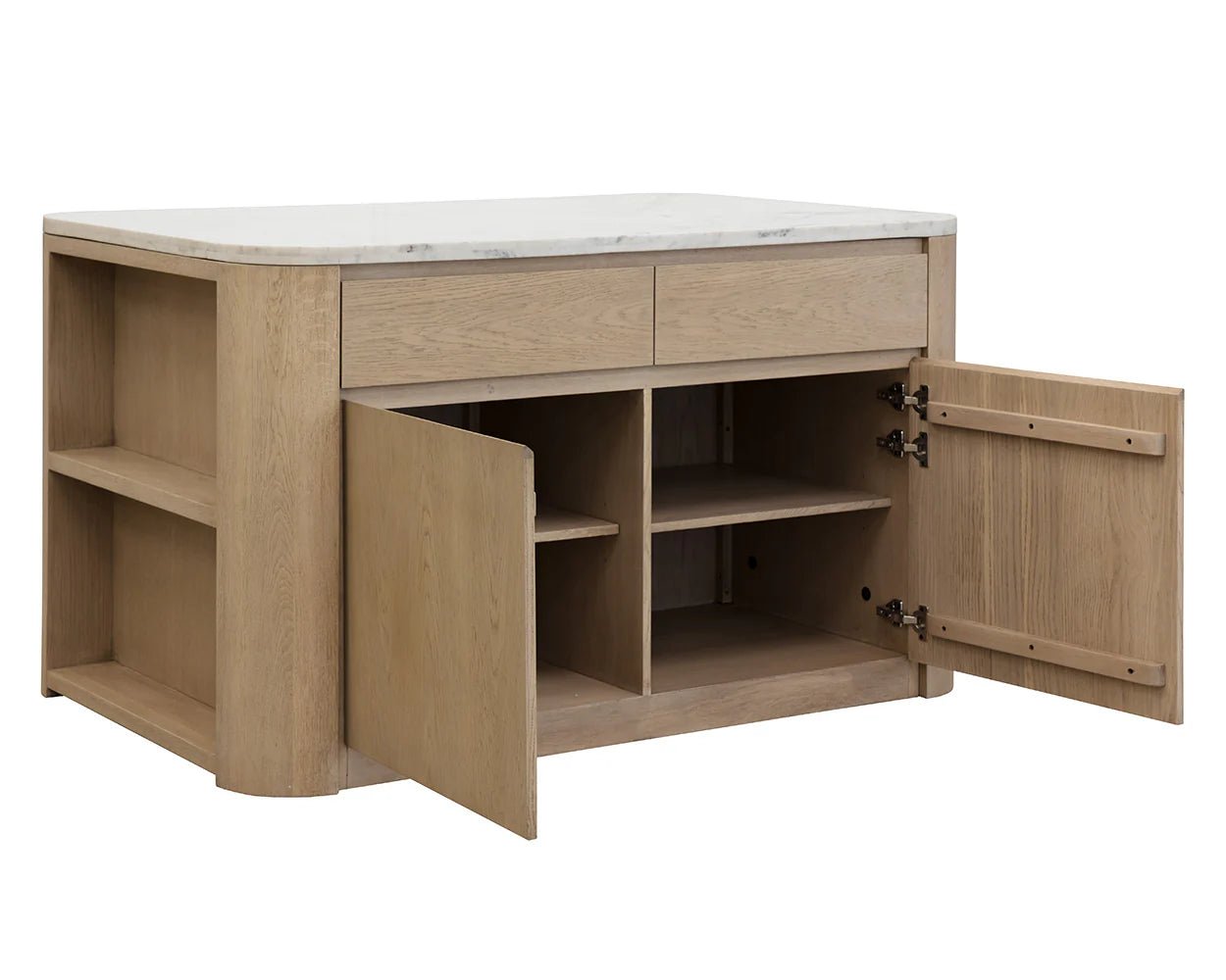 Romilly Kitchen Island - White Marble - 62" - Central Designs