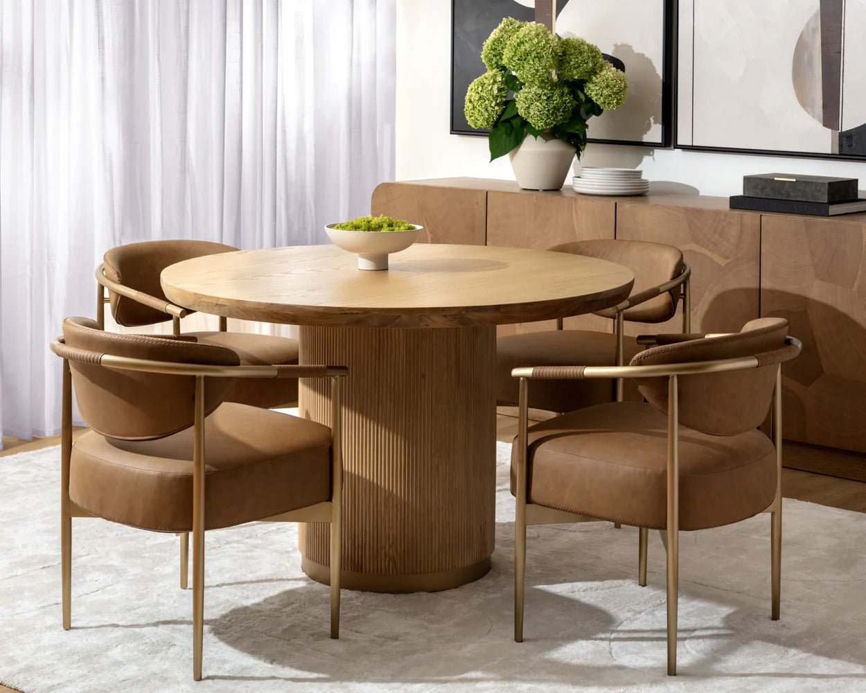 Kalla Dining Table - Round - Rustic Oak - 48" - Central Designs